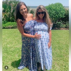 Blue floral spring maxi dress